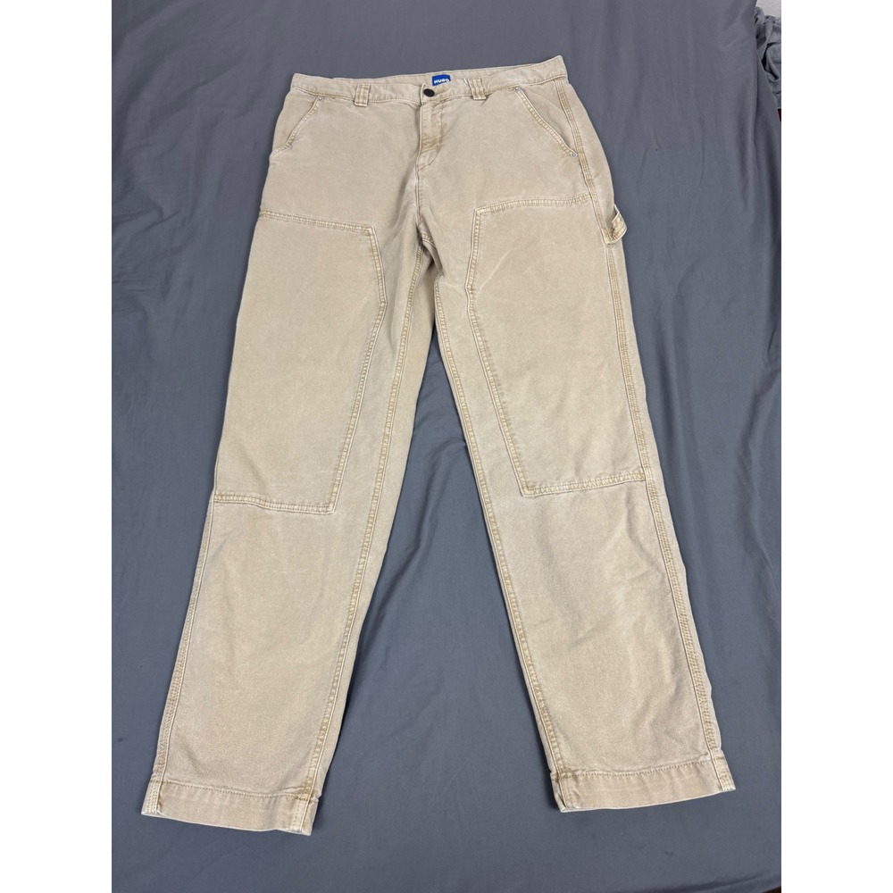 HUGO Hugo Boss Mens Carpenter Pants Tan Beige Double Knee Cotton Canvas ~35x31